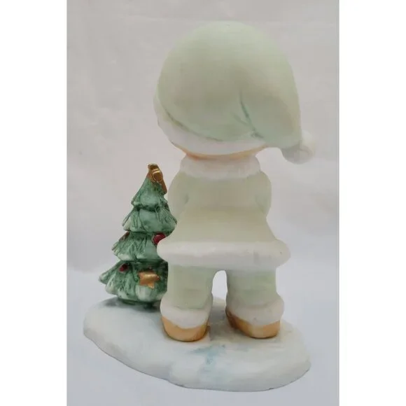 Homco Christmas Children "Precious Moments" 5613 - Boy Praying by Christmas Tree - Picture 5 of 9